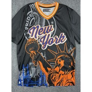 Rebel Minds Mens M New York Never Sleep Graphic Baseball Jersey